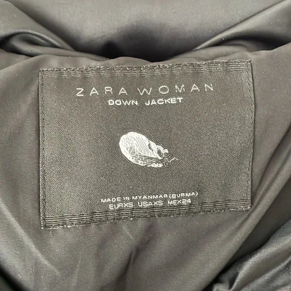Zara Black Puffer Coat Size XS - Picture 4 of 16